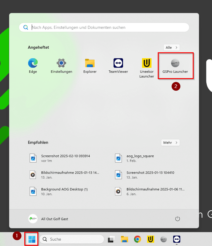 GSPro Launcher Starten