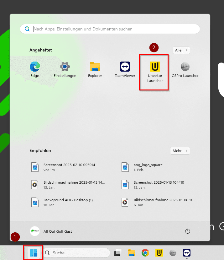Windows Start - Uneekor Launcher